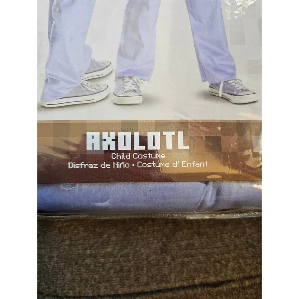 Minecraft Axolotl Child‎ Costume Hooded Jumpsuit Size L 10-12 Halloween
